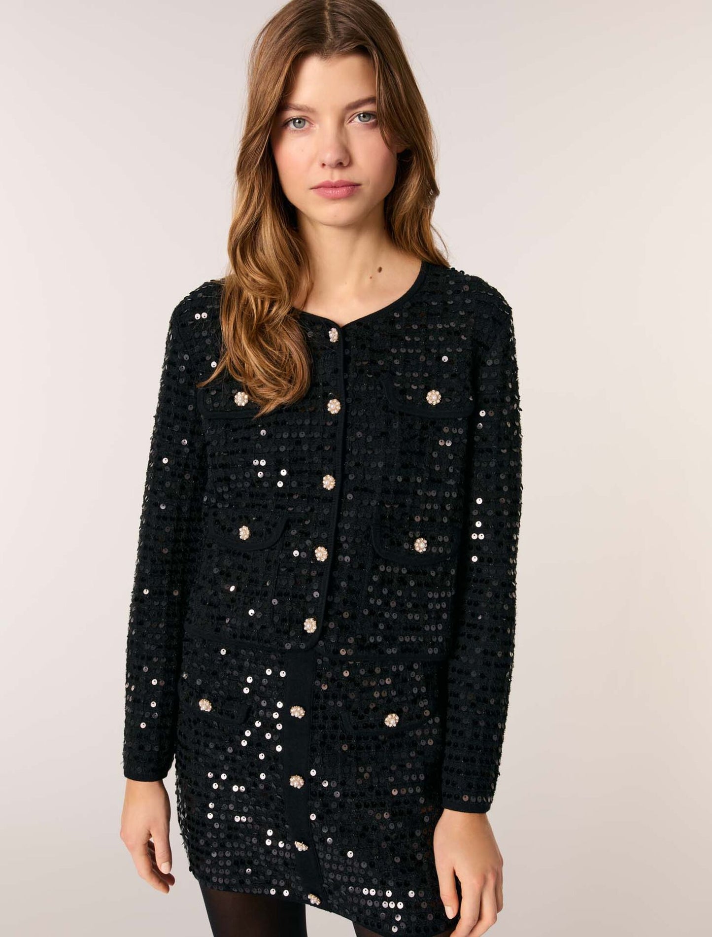 Black Sequin cropped cardigan