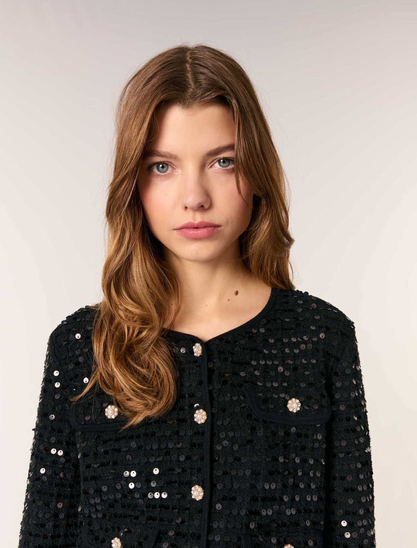 Black Sequin cropped cardigan