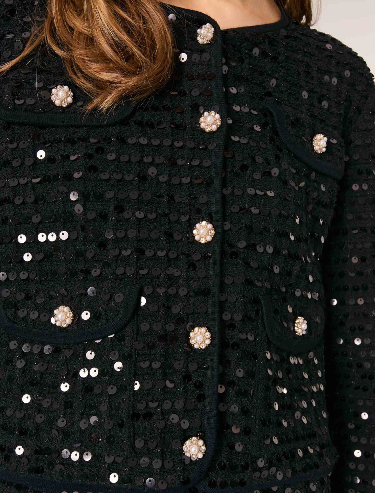Black Sequin cropped cardigan