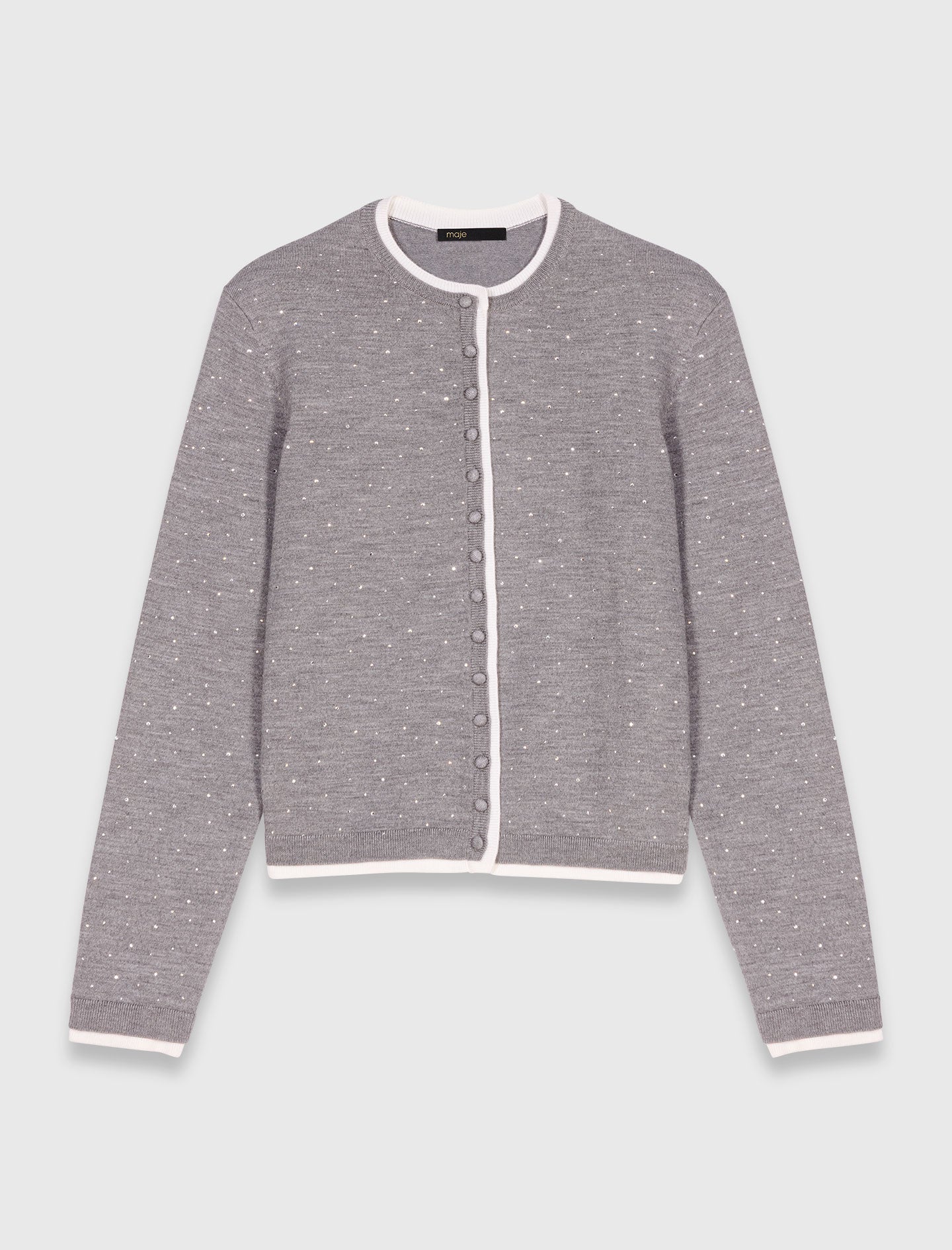 100% wool cardigan with rhinestones