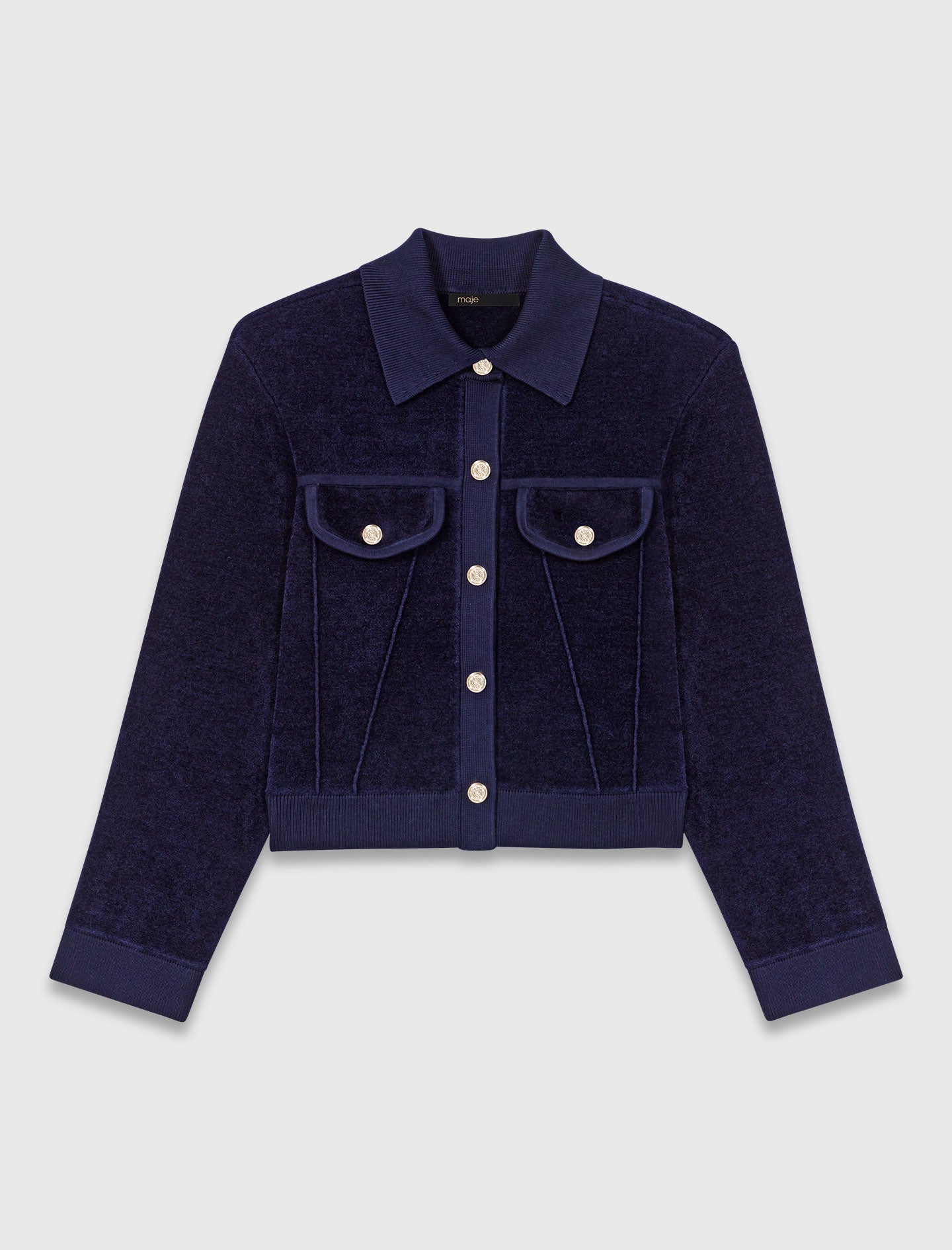 Cropped velvet jacket Navy