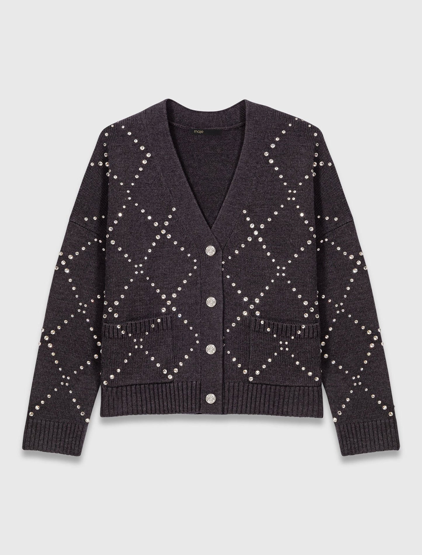 Rhinestone check cardigan
