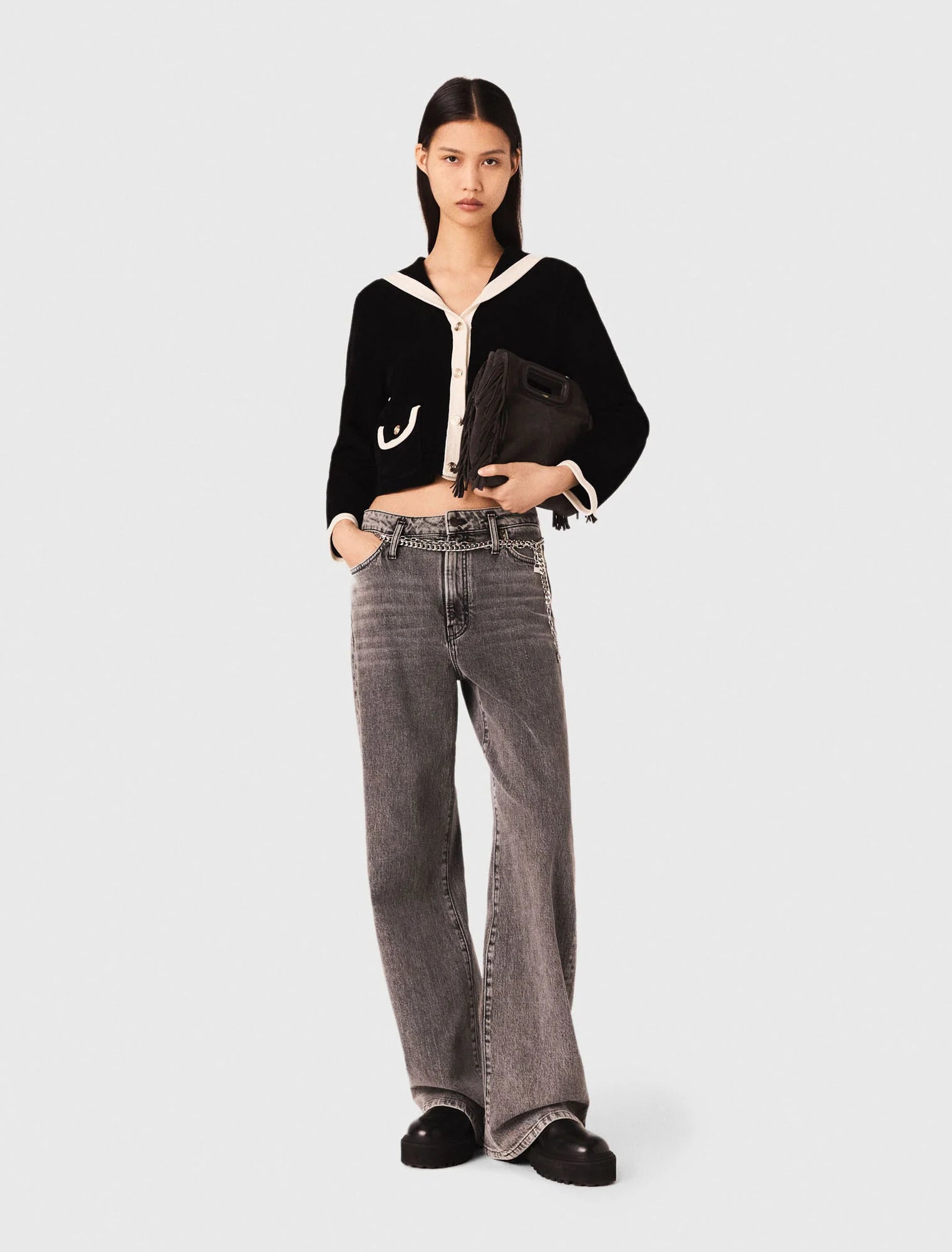 Velvet-effect cardigan