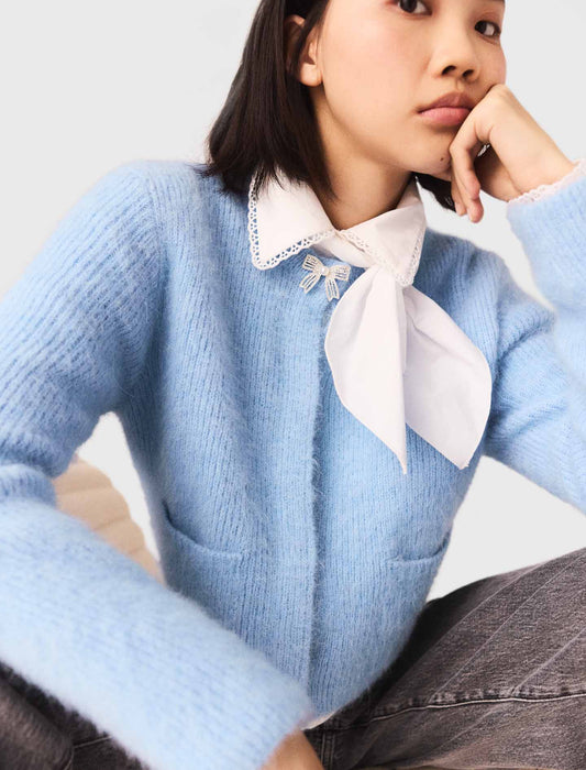 Jewelled Bow Cardigan BLUE SKY