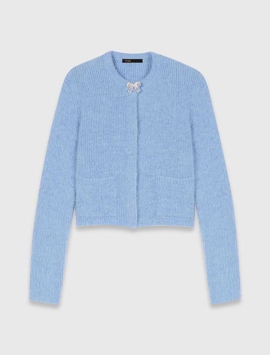 Jewelled Bow Cardigan BLUE SKY