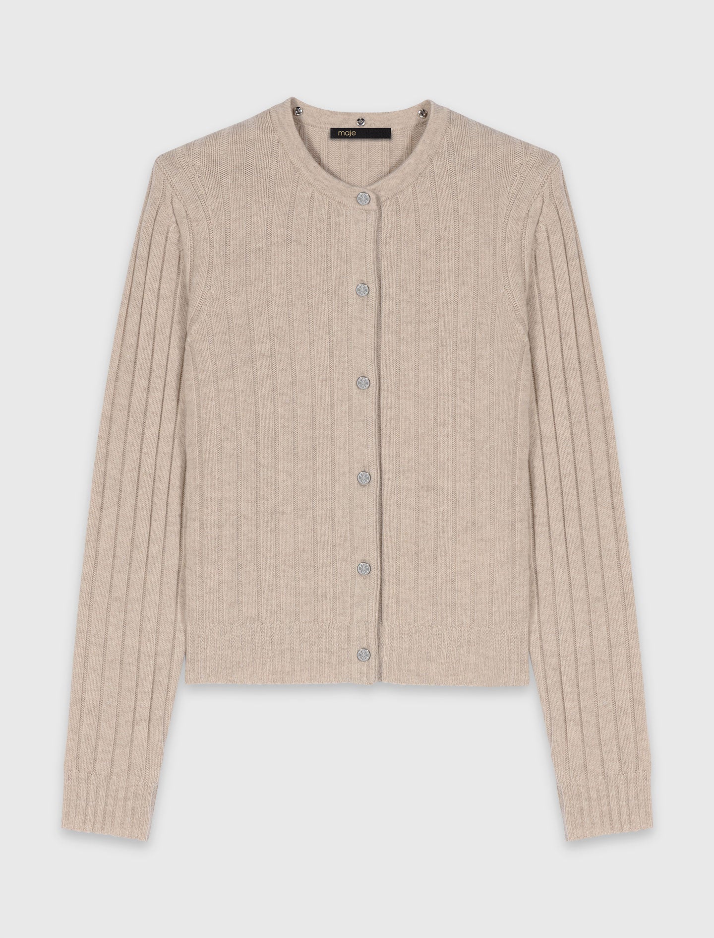 Cardigan With Removable Bead Collar BEIGE