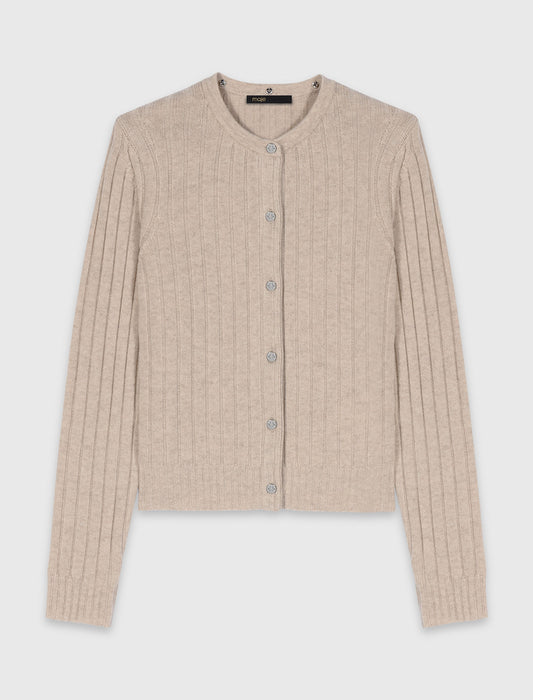 Cardigan With Removable Bead Collar BEIGE
