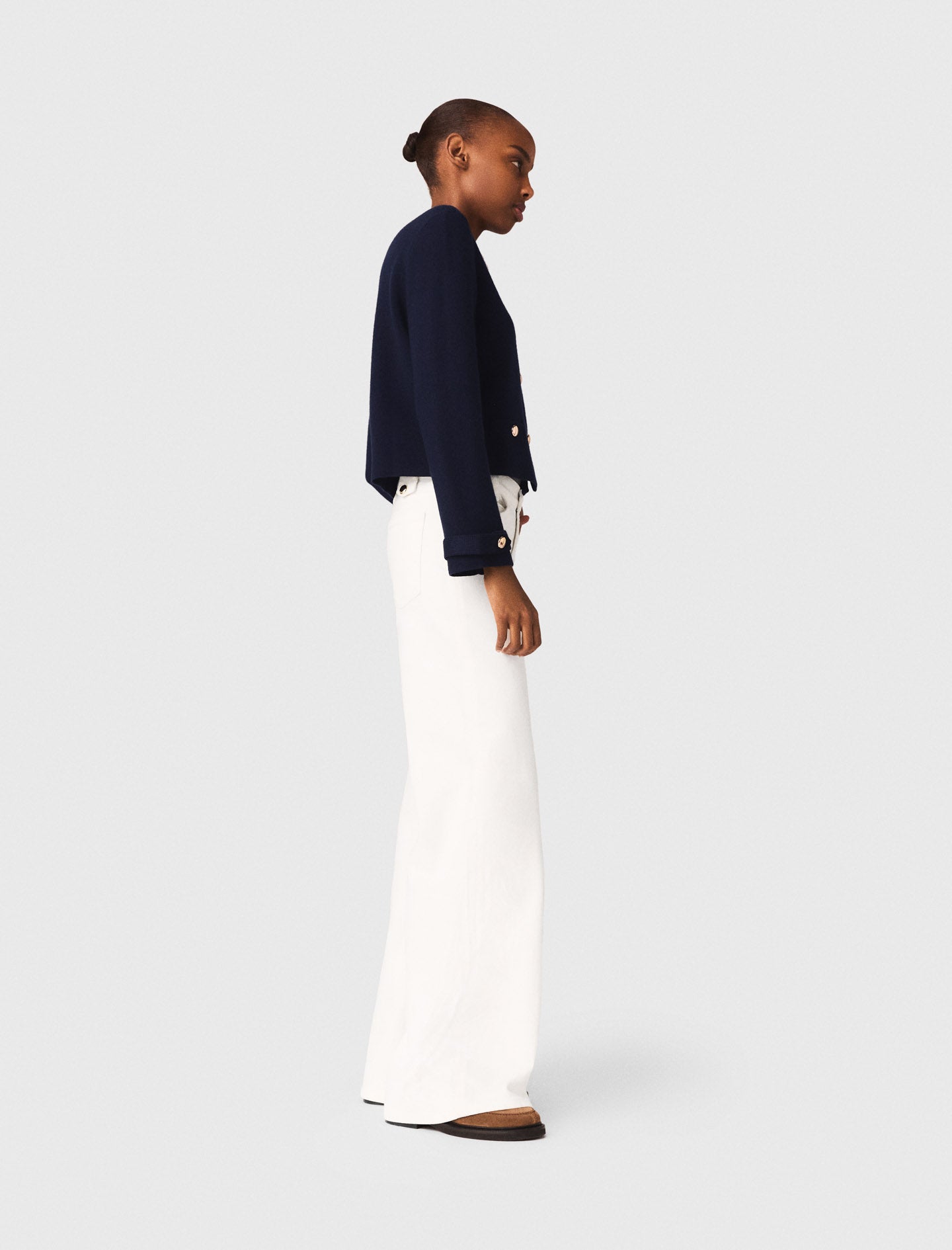 Detachable Embroidered Collar Cardi NAVY