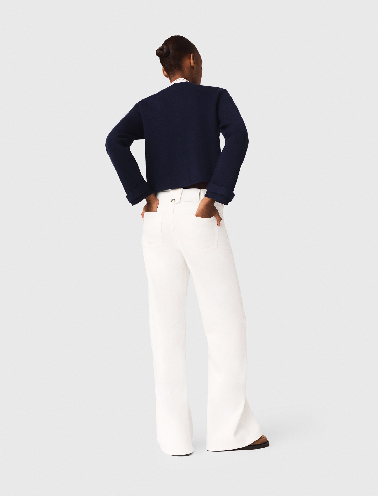 Detachable Embroidered Collar Cardi NAVY