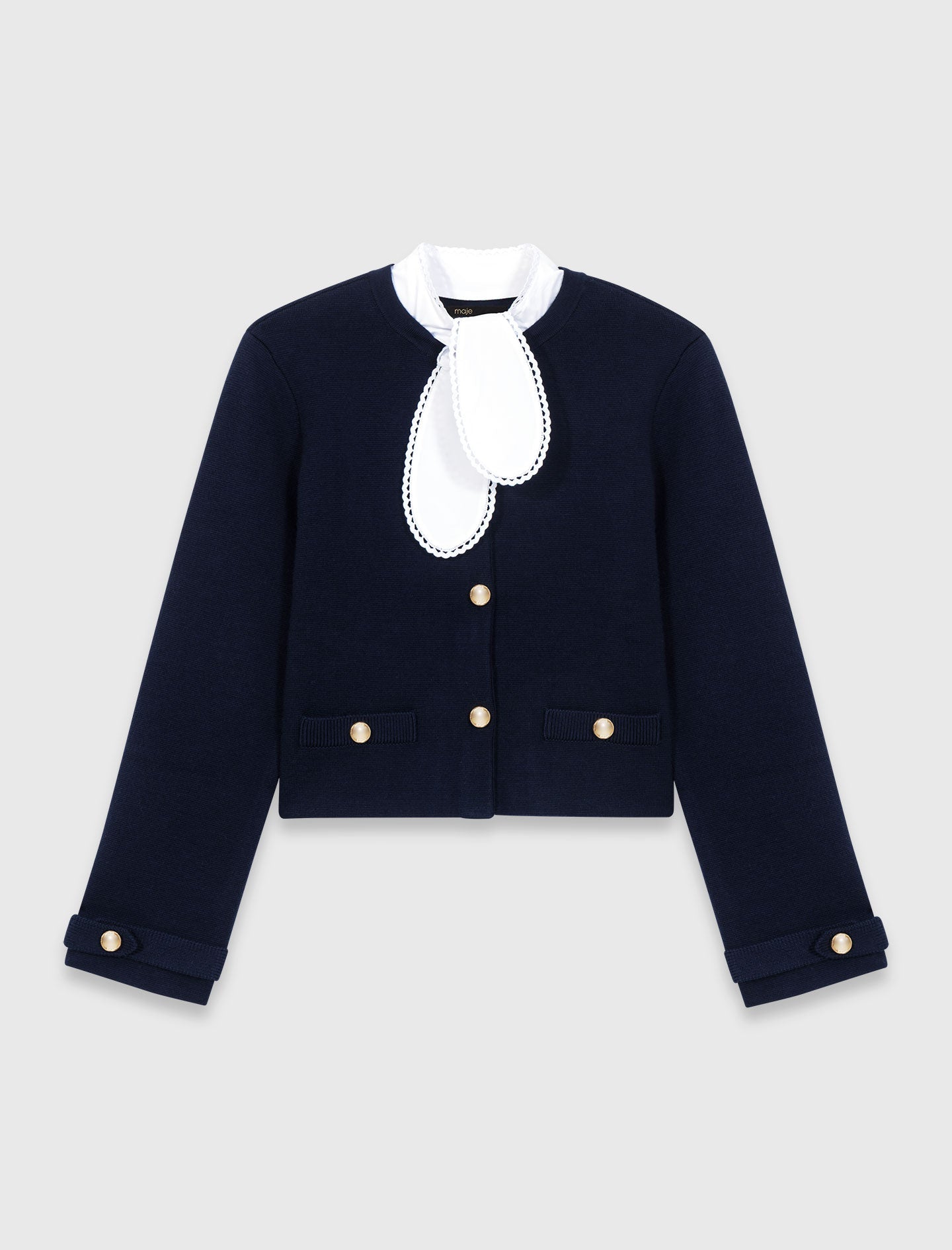 Detachable Embroidered Collar Cardi NAVY