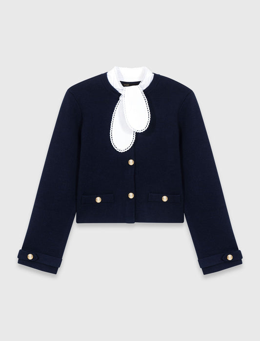 Detachable Embroidered Collar Cardi NAVY