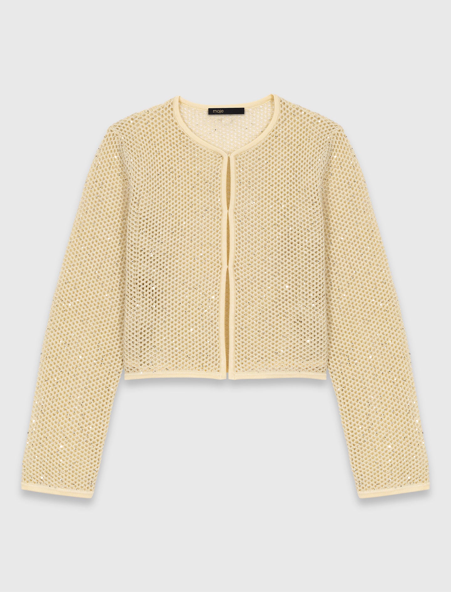 Rhinestone Knit Cardigan PALE YELLOW