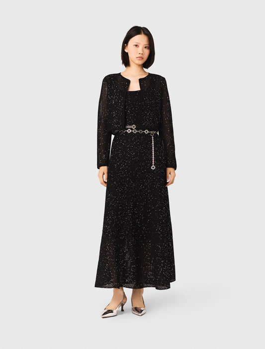 Rhinestone Knit Cardigan Black