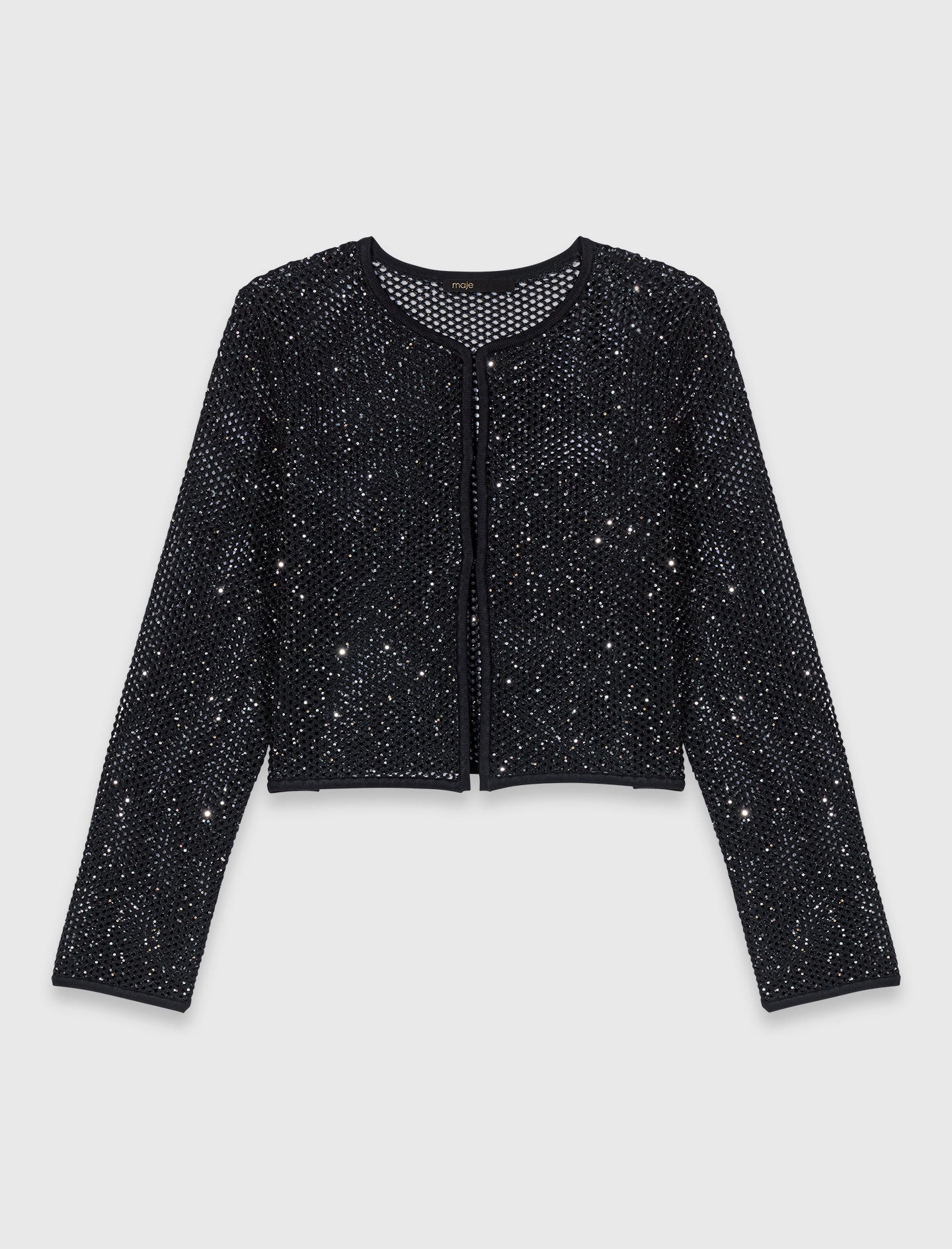 Rhinestone Knit Cardigan Black