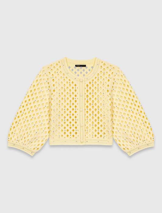 Rhinestone crochet cardigan