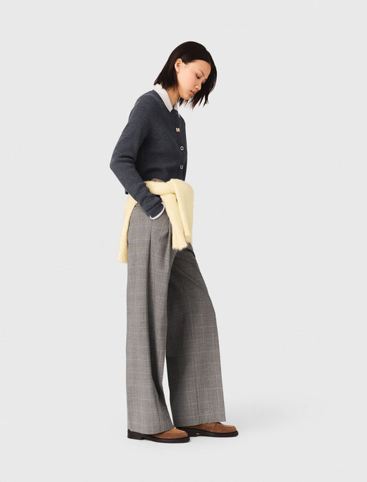 Round-Neck Rib Knit Cardigan GREY