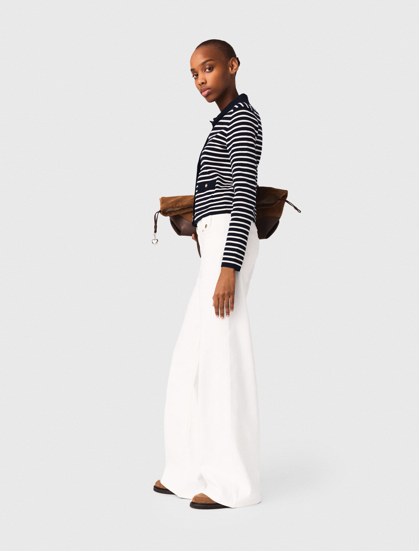 Striped Polo Cardigan NAVY