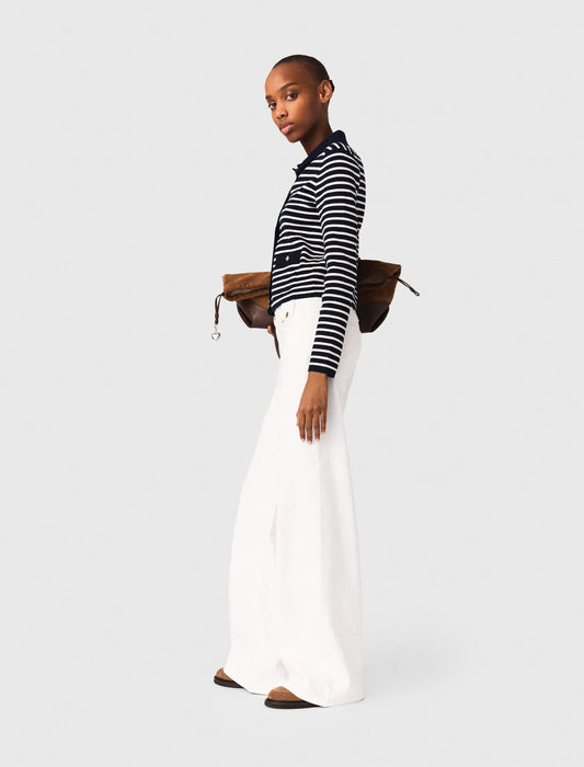 Striped Polo Cardigan NAVY