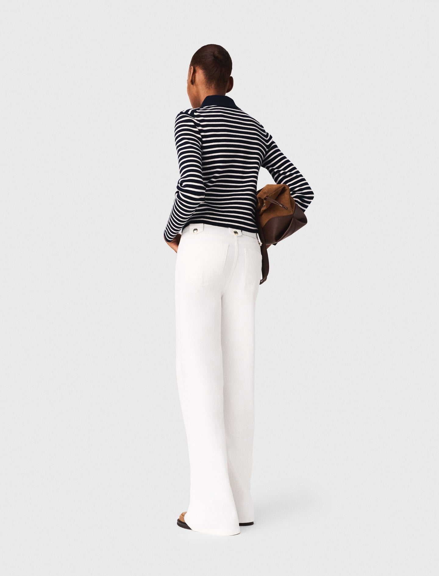 Striped Polo Cardigan NAVY