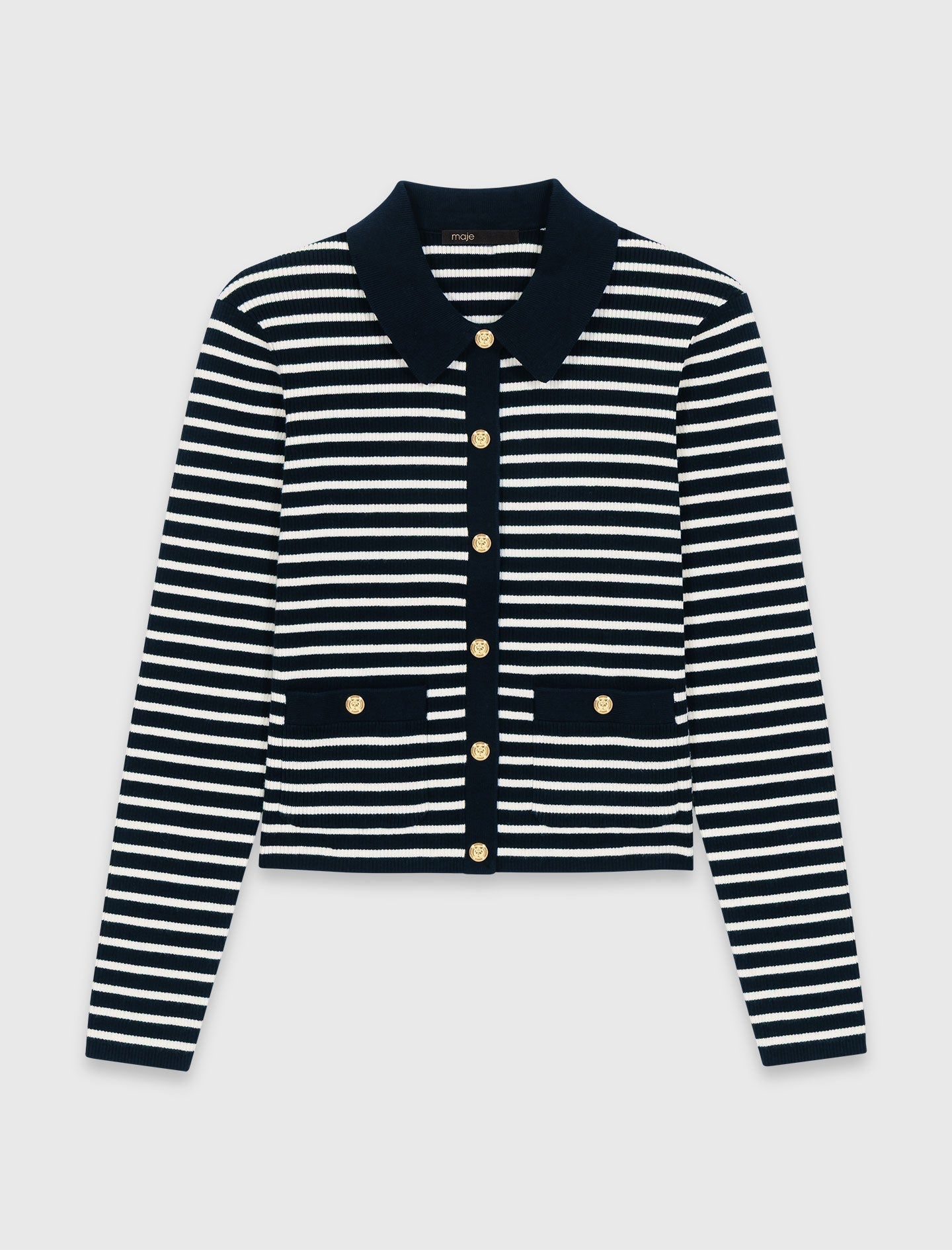 Striped Polo Cardigan NAVY