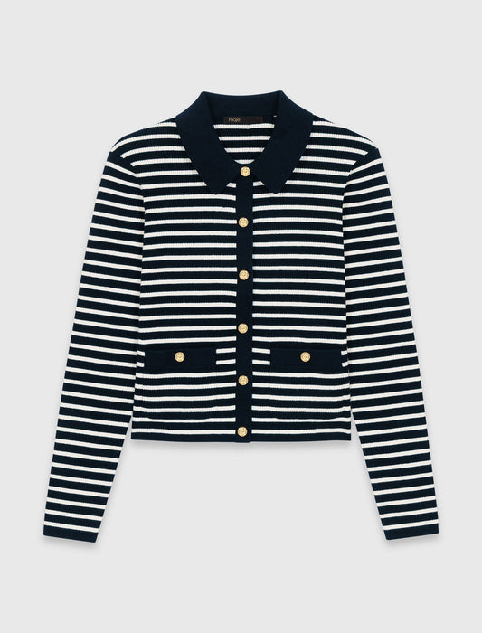 Striped Polo Cardigan NAVY