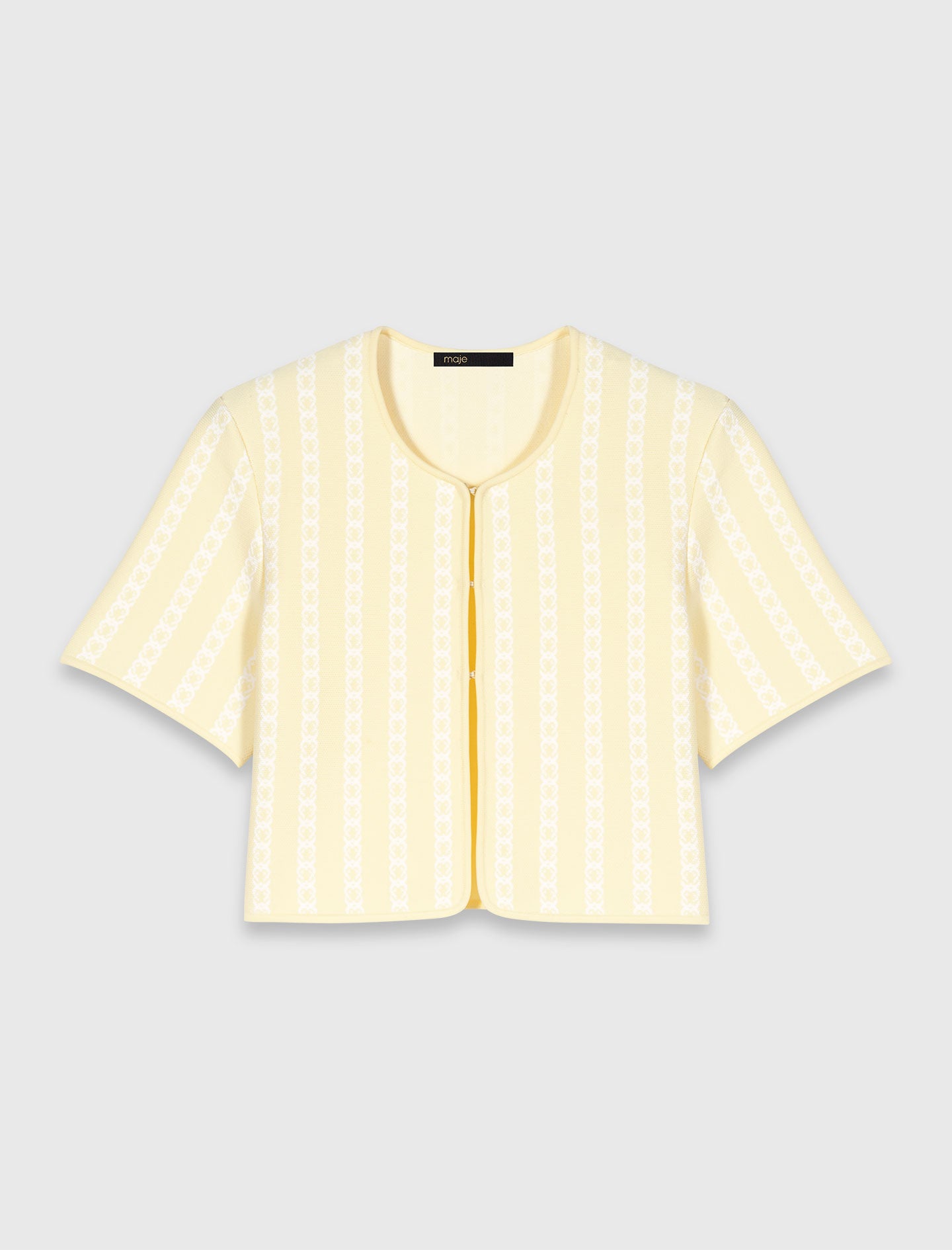 Cropped Fancy Knit Cardigan PALE YELLOW