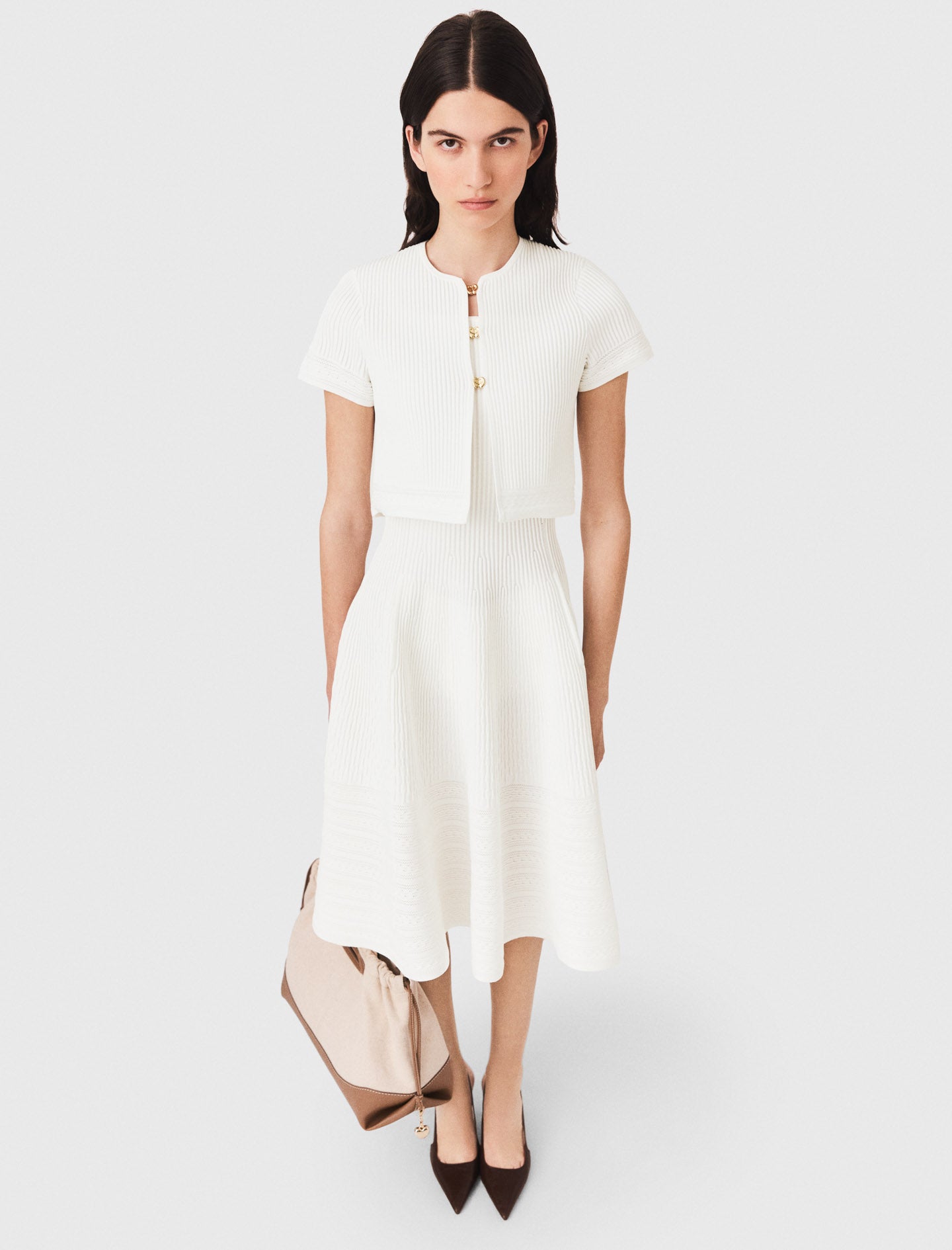 Short-sleeved cardigan White