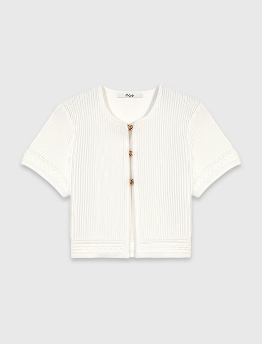 Short-sleeved cardigan White