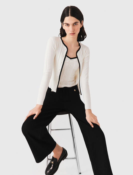 Pointelle knit twinset White
