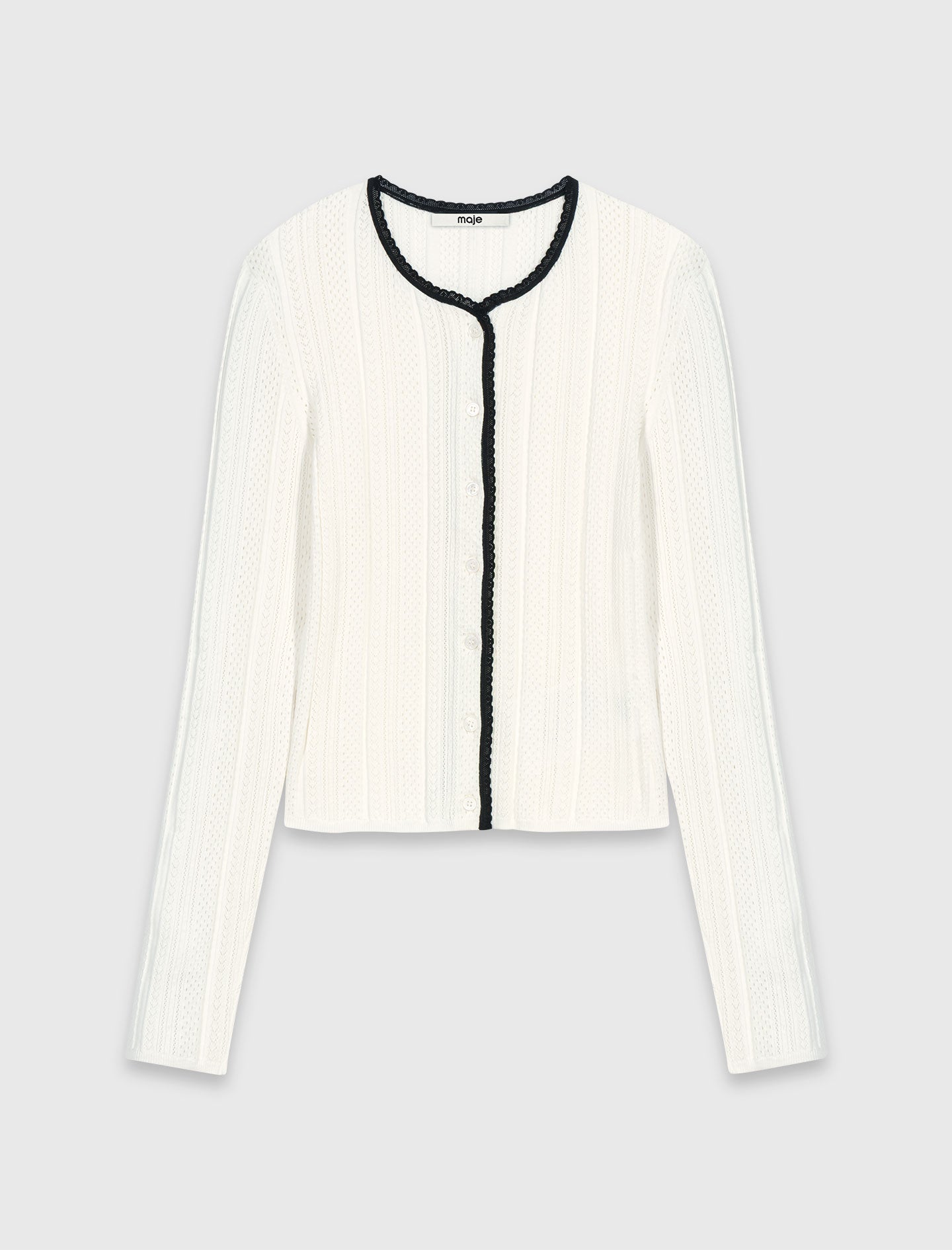 Pointelle knit twinset White
