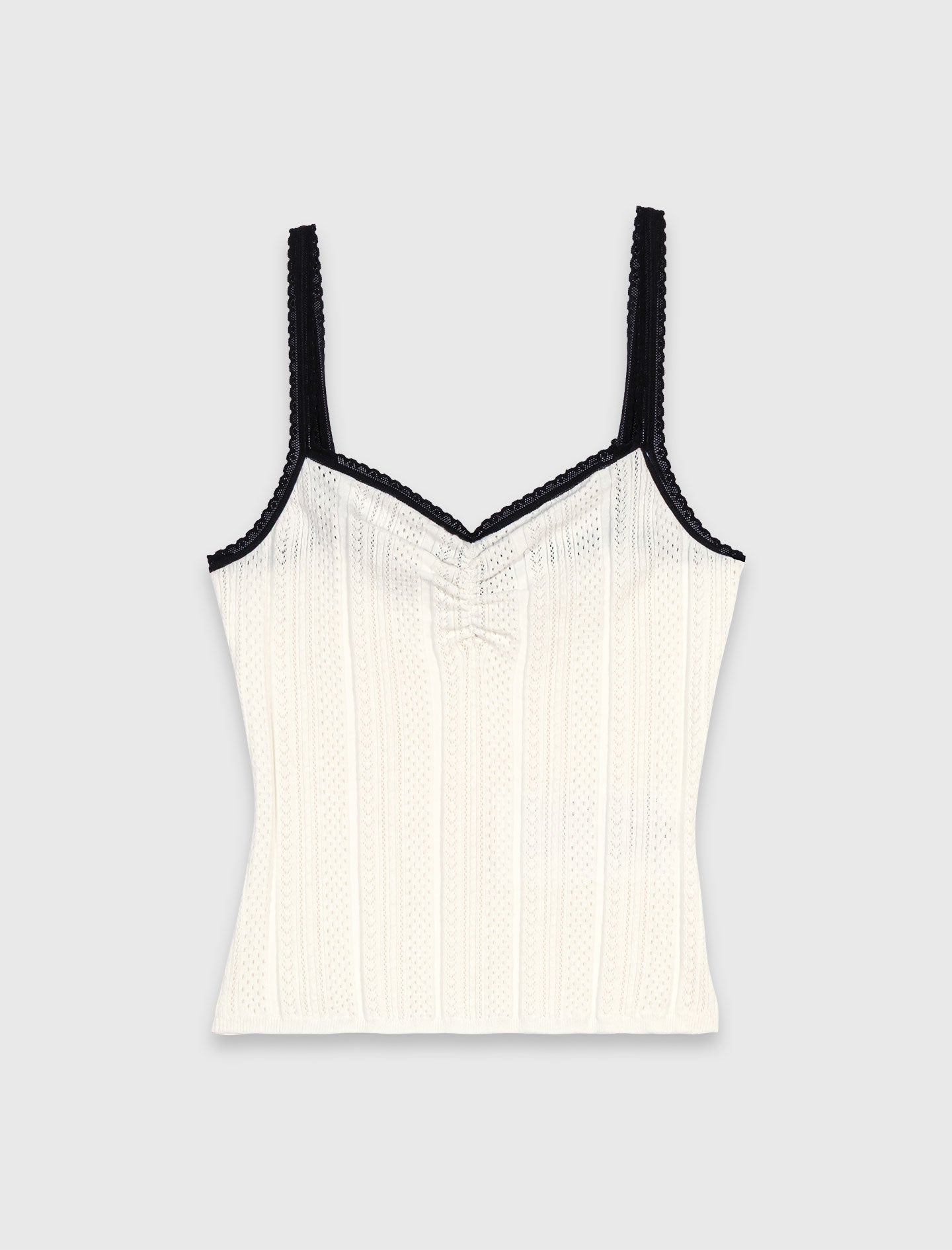 Pointelle knit twinset White