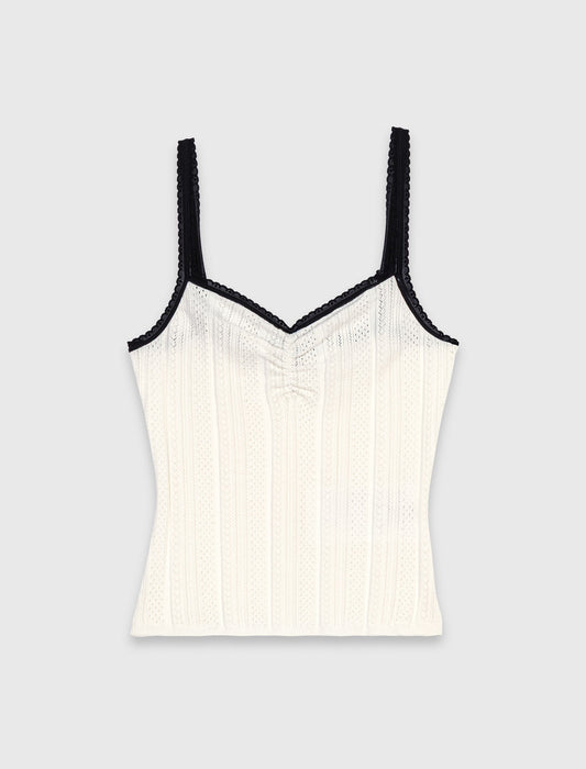 Pointelle knit twinset White