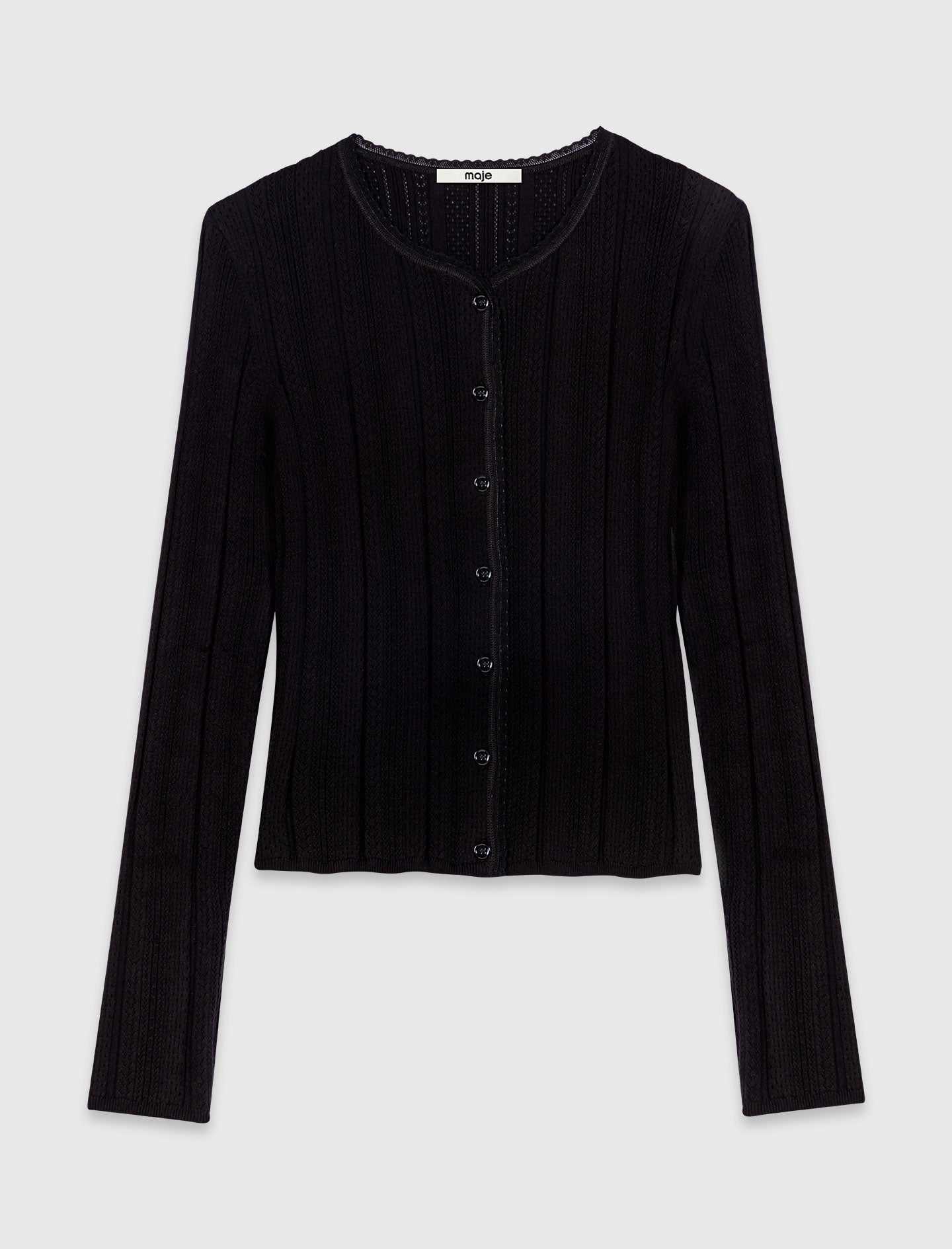 Pointelle knit twinset Black