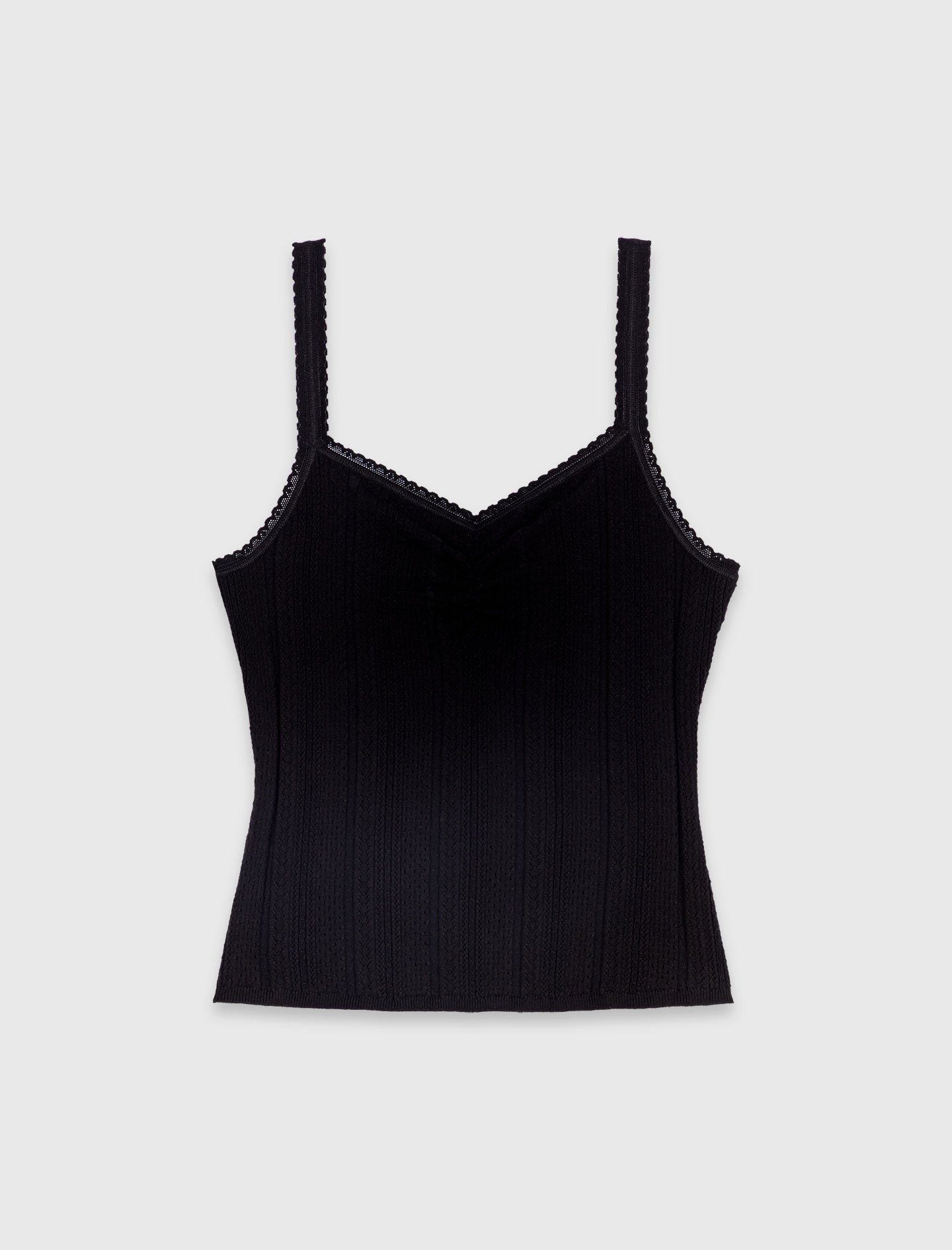 Pointelle knit twinset Black