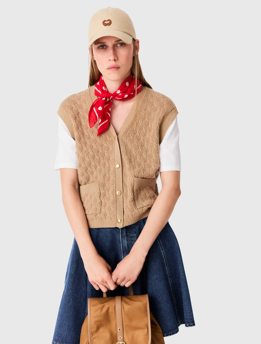 2-in-1 effect cardigan Camel