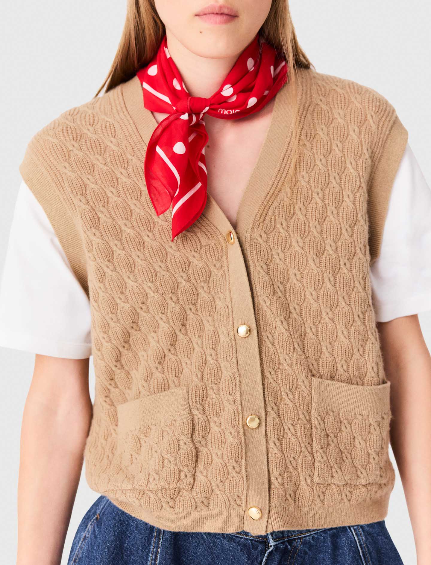 2-in-1 effect cardigan Camel