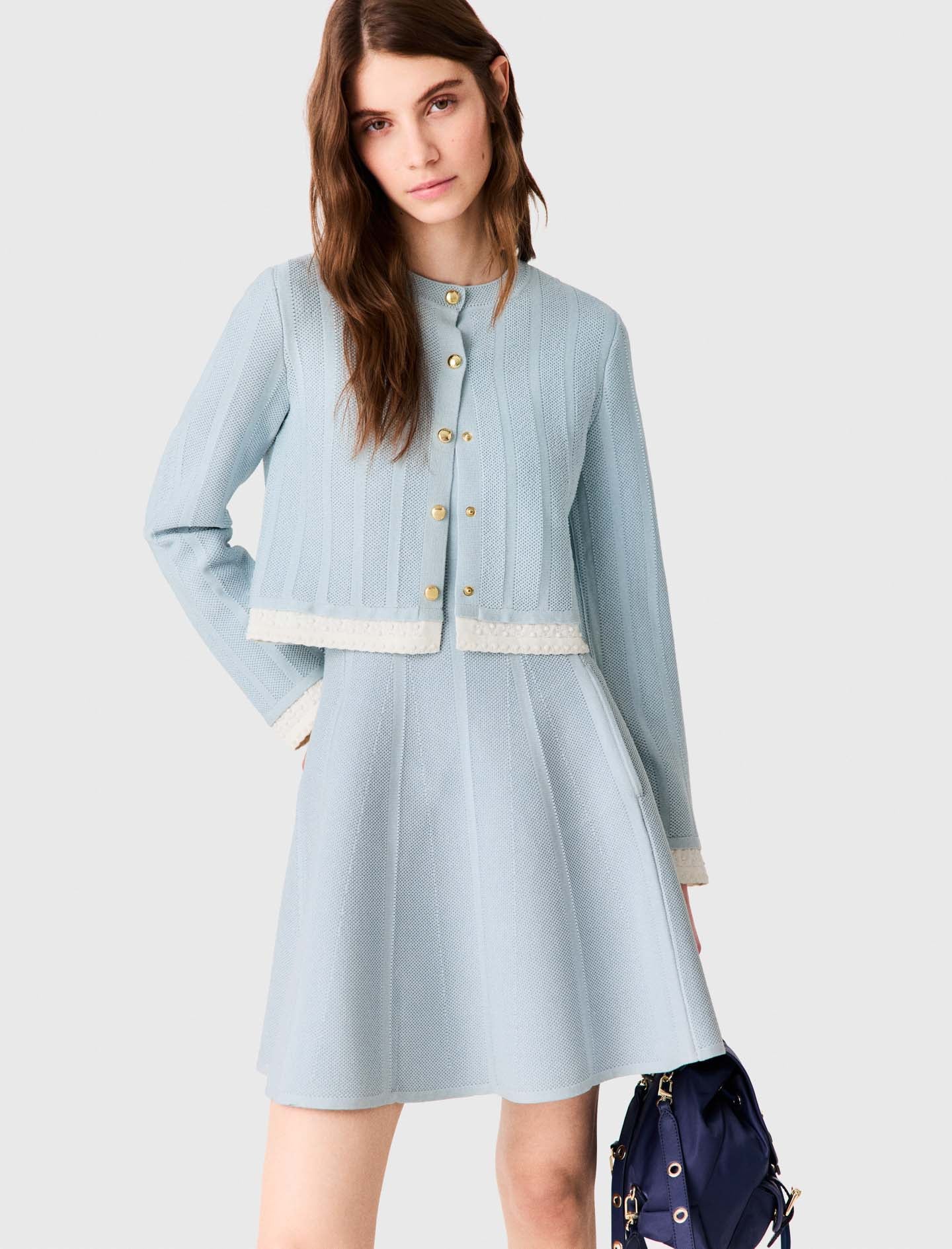 Cardigan with contrast band Light Blue