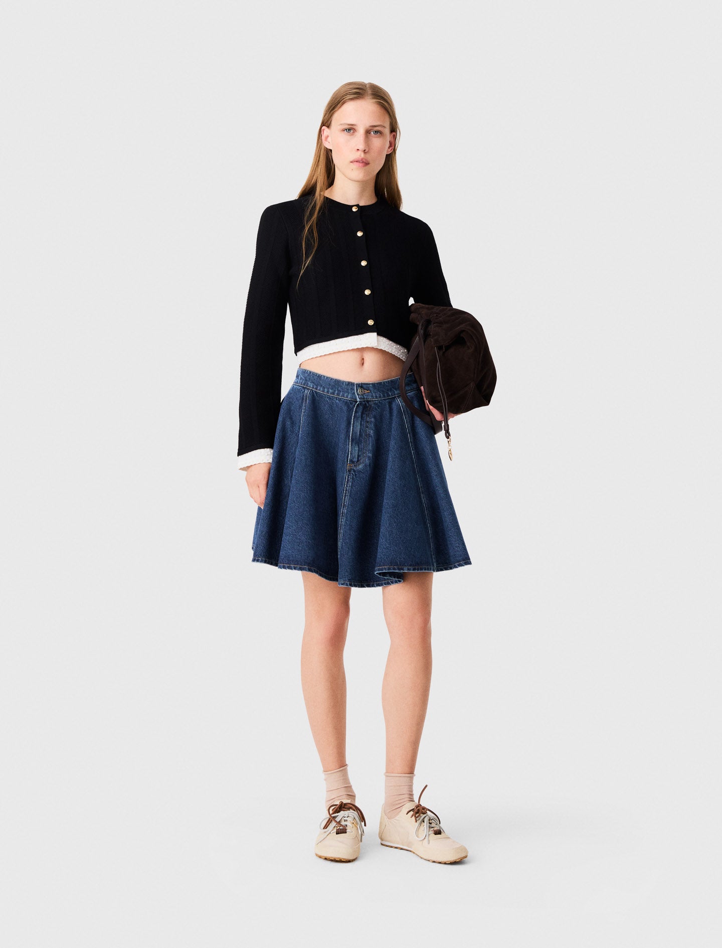 Cardigan with contrast band Black