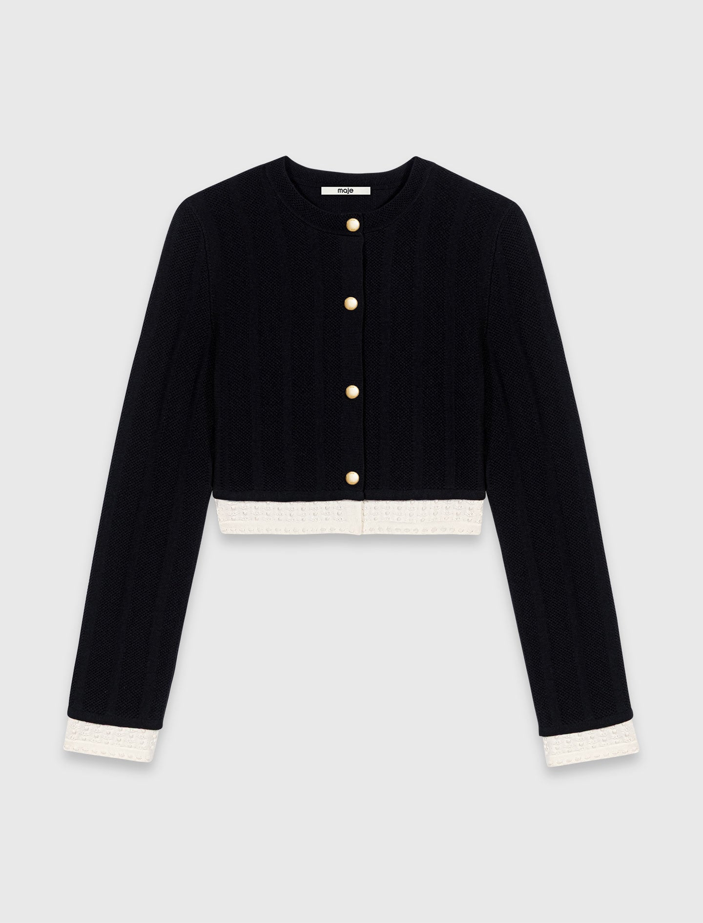 Cardigan with contrast band Black