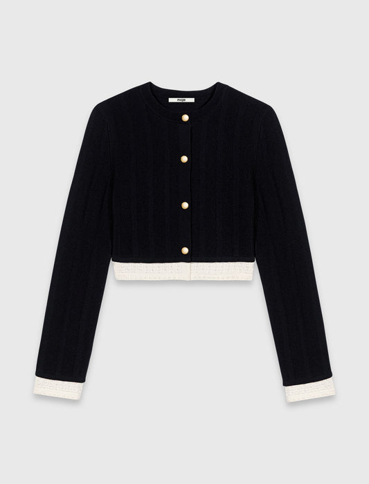 Cardigan with contrast band Black