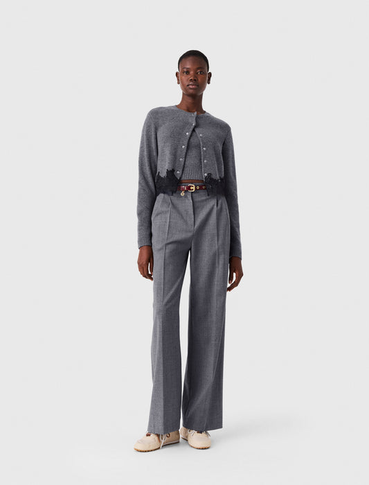 Twinset with lace trim Grey/Black