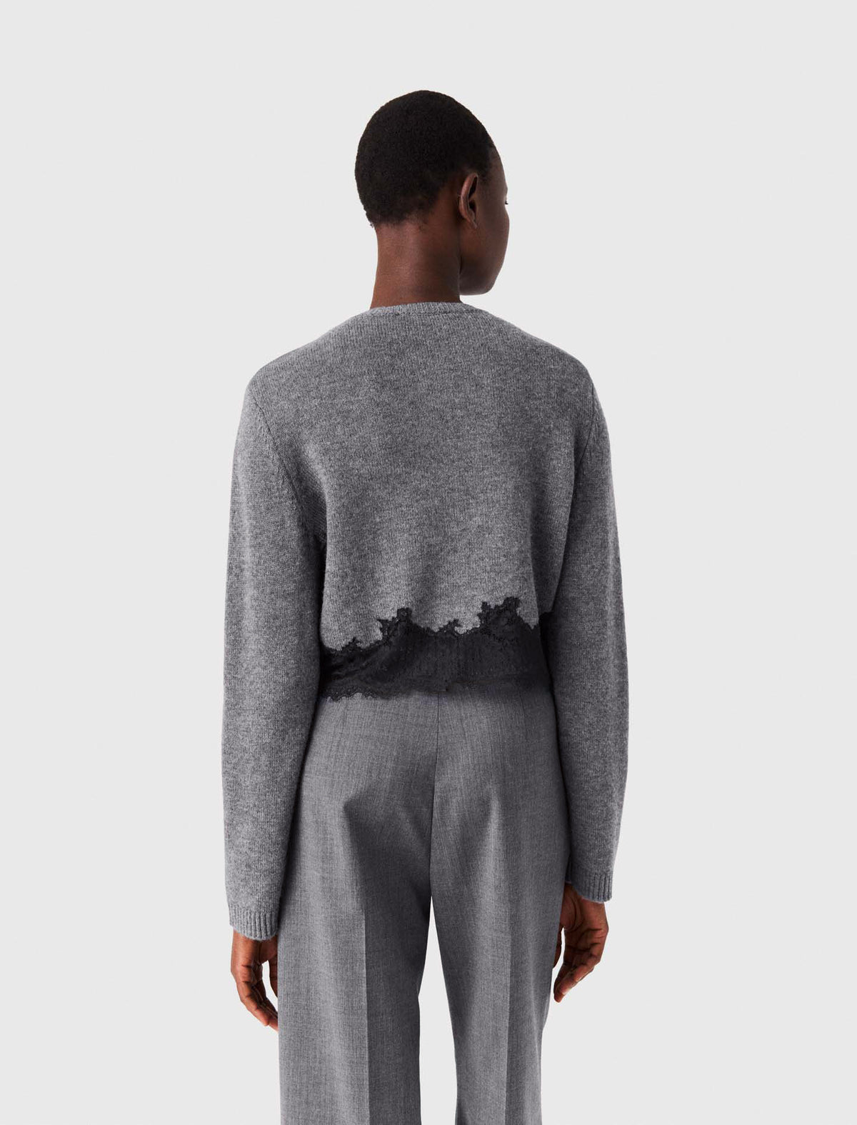 Twinset with lace trim Grey/Black