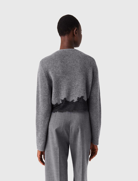 Twinset with lace trim Grey/Black