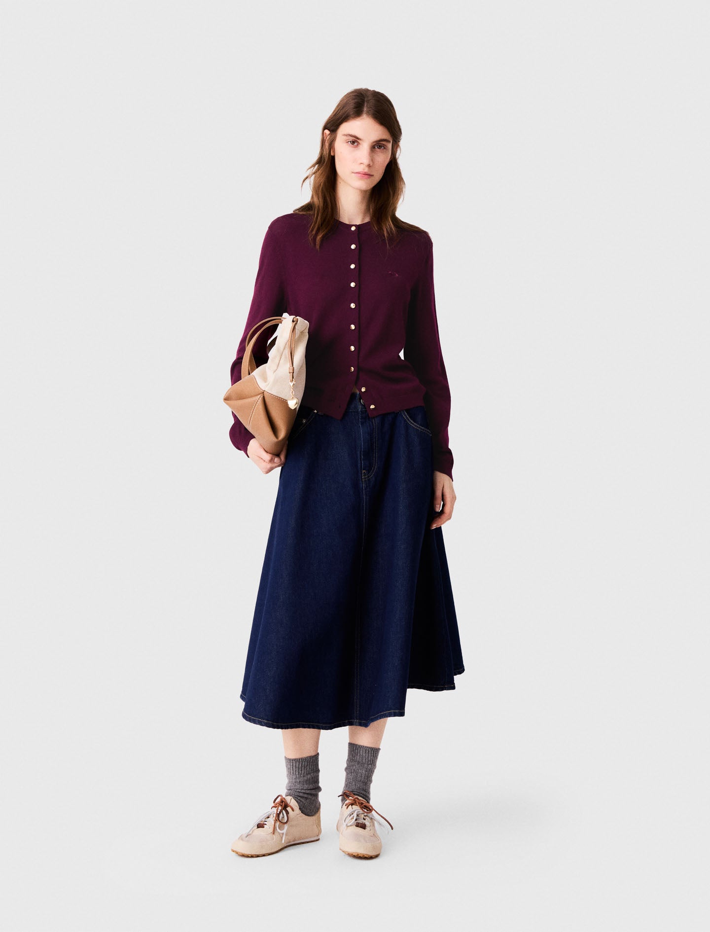 Cardigan with embroidered logo Eggplant
