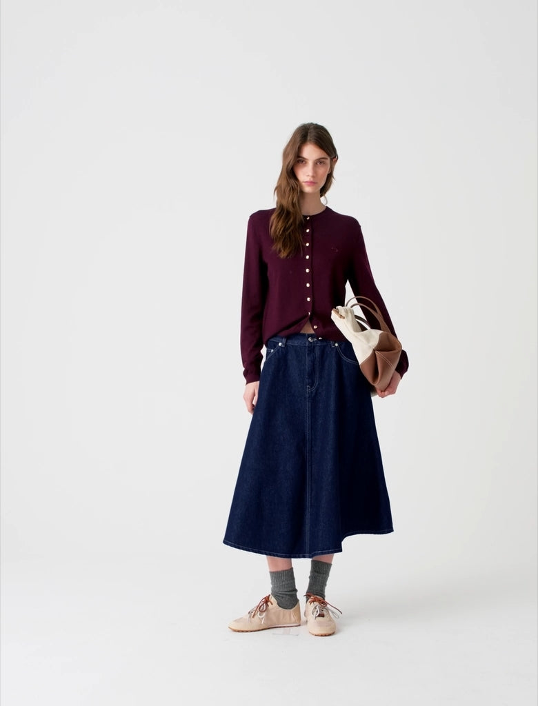 Cardigan with embroidered logo Eggplant