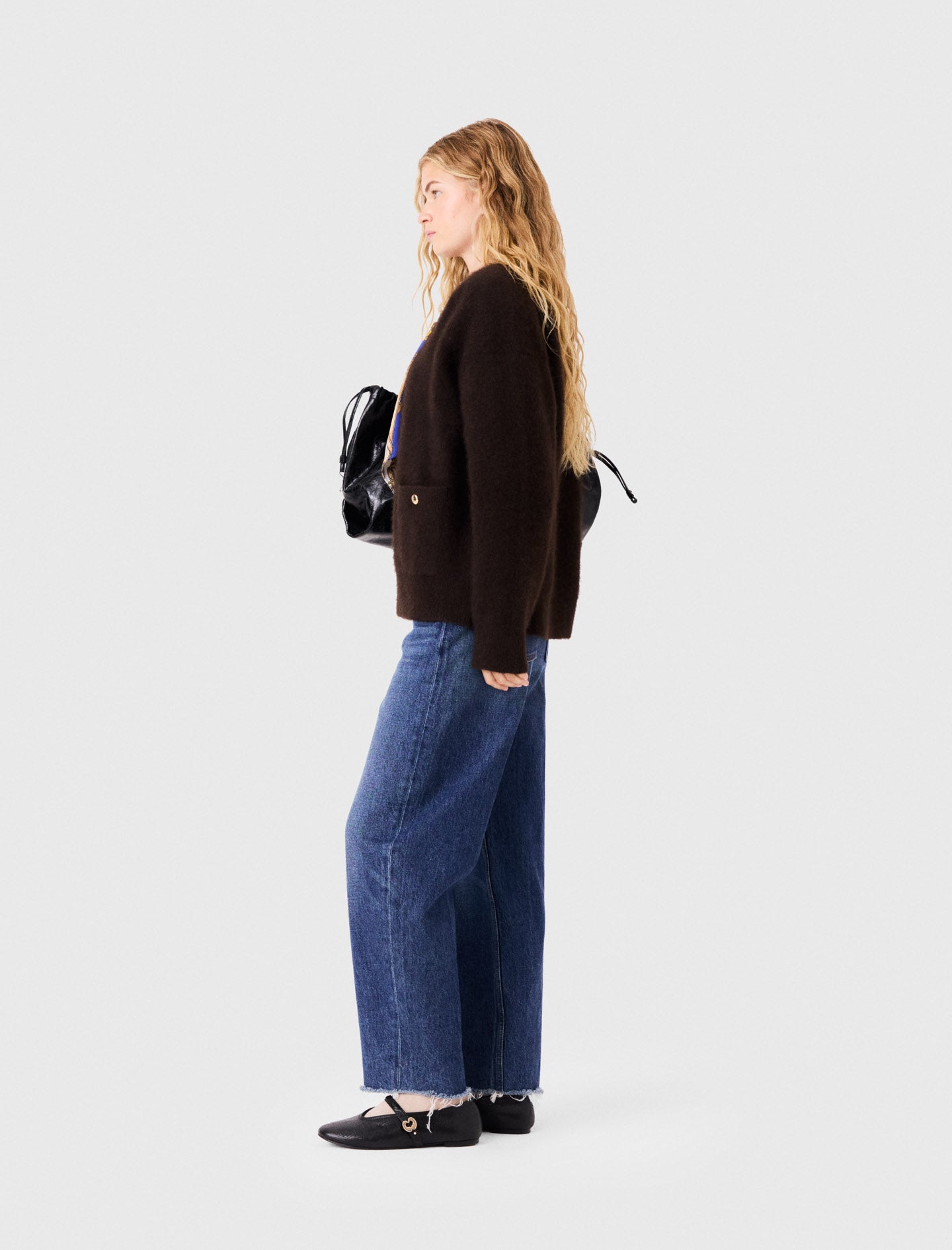 Long yak cardigan Dark Brown