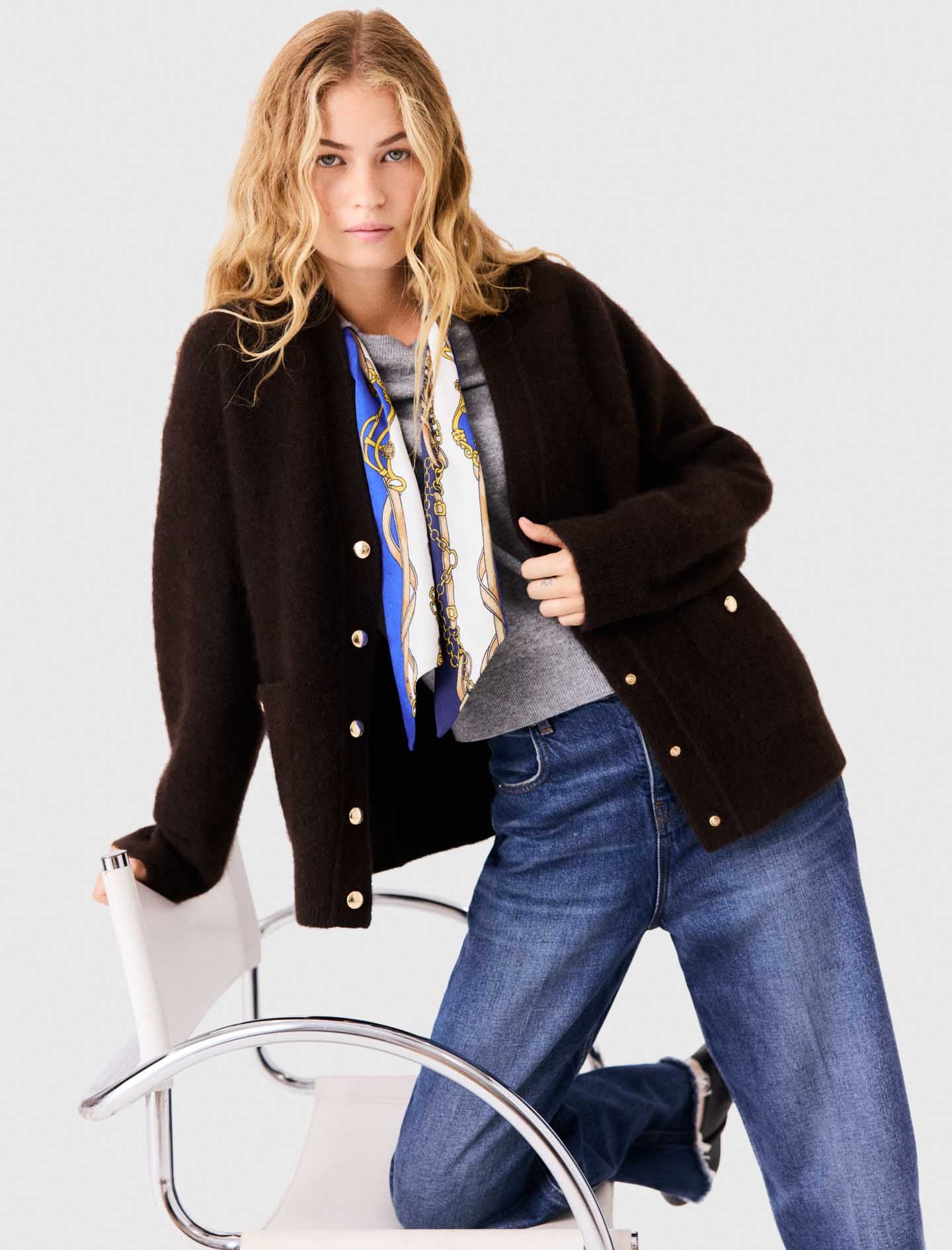 Long yak cardigan Dark Brown