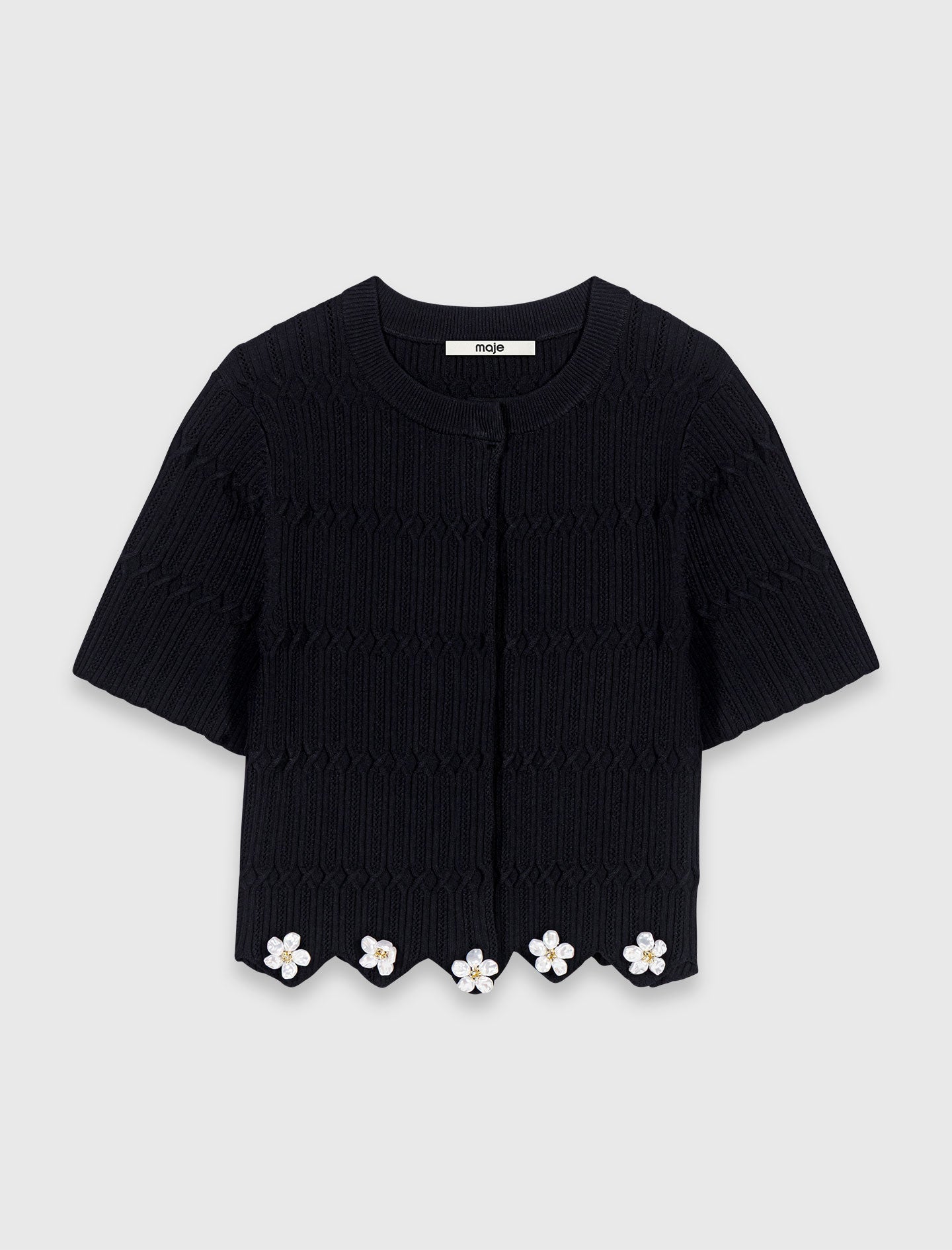 Cardigan with floral jewel details Black