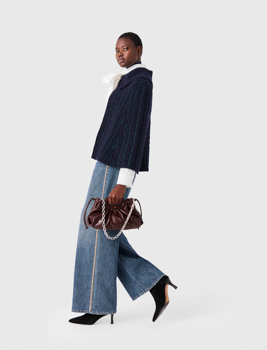 Cropped cape cardigan Navy/Green