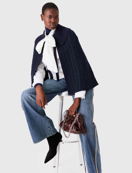 Cropped cape cardigan Navy/Green